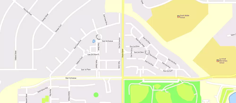 Printable Vector Map Denver metro area, Colorado US, exact vector Map street G-View City Plan Level 17 (100 meters scale) full editable, Adobe Illustrator