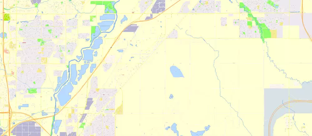Printable Vector Map Denver metro area, Colorado US, exact vector Map street G-View City Plan Level 17 (100 meters scale) full editable, Adobe Illustrator