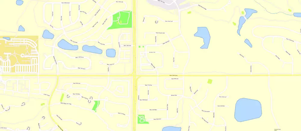 Printable Vector Map Denver metro area, Colorado US, exact vector Map street G-View City Plan Level 17 (100 meters scale) full editable, Adobe Illustrator