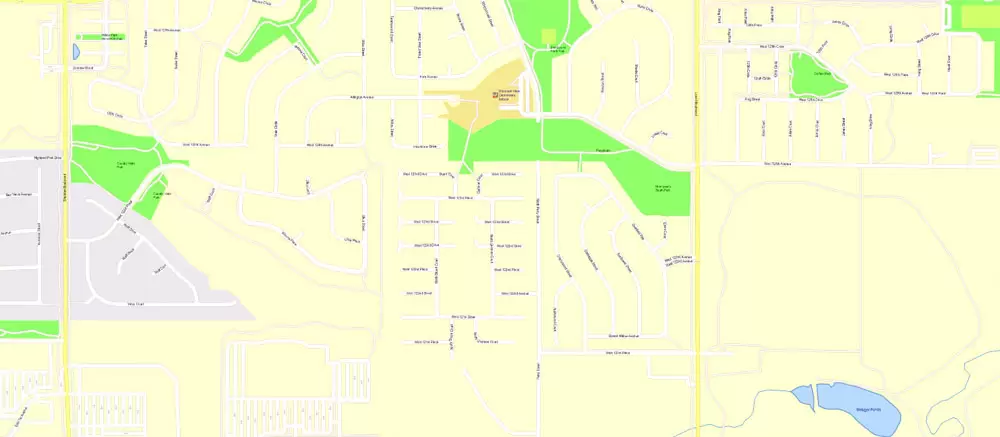 Printable Vector Map Denver metro area, Colorado US, exact vector Map street G-View City Plan Level 17 (100 meters scale) full editable, Adobe Illustrator