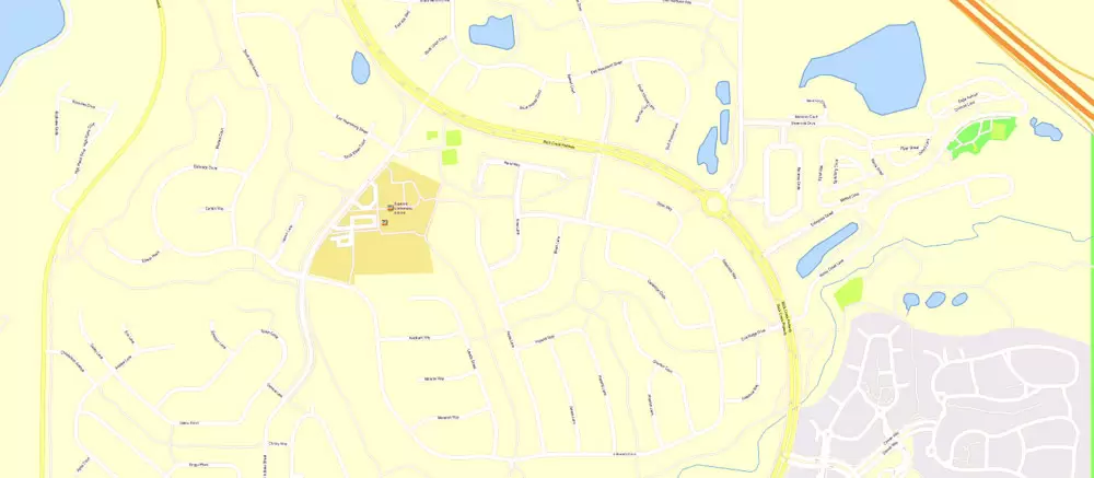 Printable Vector Map Denver metro area, Colorado US, exact vector Map street G-View City Plan Level 17 (100 meters scale) full editable, Adobe Illustrator