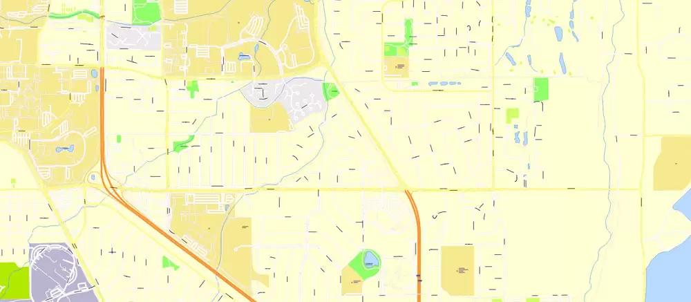 Printable Vector Map Denver metro area, Colorado US, exact vector Map street G-View City Plan Level 17 (100 meters scale) full editable, Adobe Illustrator