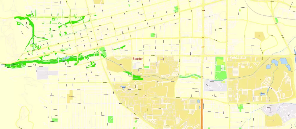 Printable Vector Map Denver metro area, Colorado US, exact vector Map street G-View City Plan Level 17 (100 meters scale) full editable, Adobe Illustrator