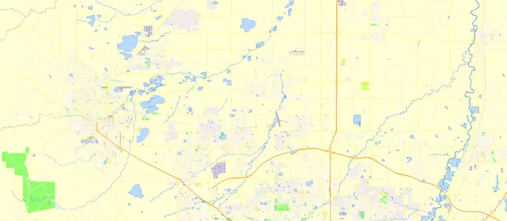 Printable Vector Map Denver metro area, Colorado US, exact vector Map street G-View City Plan Level 17 (100 meters scale) full editable, Adobe Illustrator