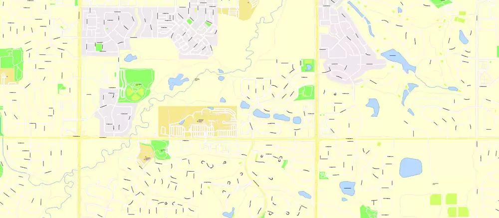 Printable Vector Map Denver metro area, Colorado US, exact vector Map street G-View City Plan Level 17 (100 meters scale) full editable, Adobe Illustrator
