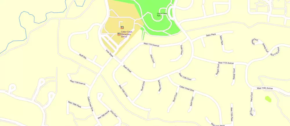 Printable Vector Map Denver metro area, Colorado US, exact vector Map street G-View City Plan Level 17 (100 meters scale) full editable, Adobe Illustrator