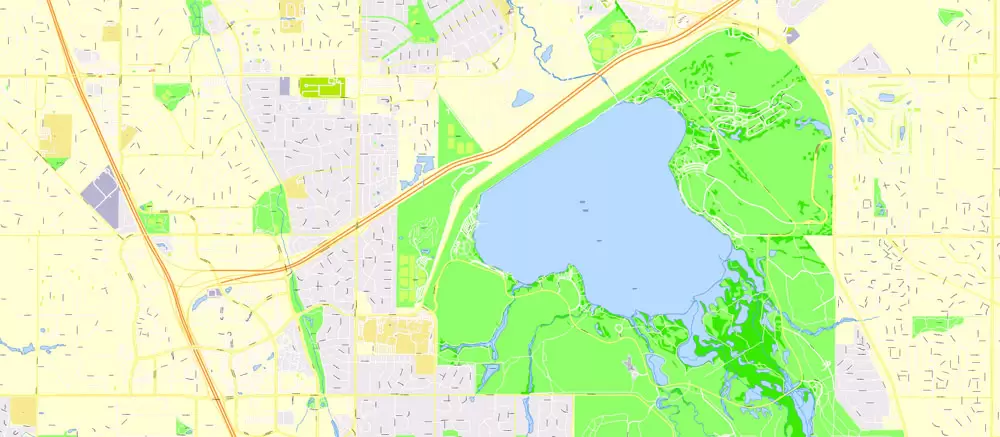 Printable Vector Map Denver metro area, Colorado US, exact vector Map street G-View City Plan Level 17 (100 meters scale) full editable, Adobe Illustrator