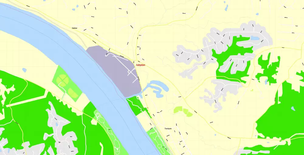 Printable Map Cincinnati Ohio US, exact vector City Plan Map street G-View Level 17 (100 meters scale 1:3642) full editable, Adobe Illustrator