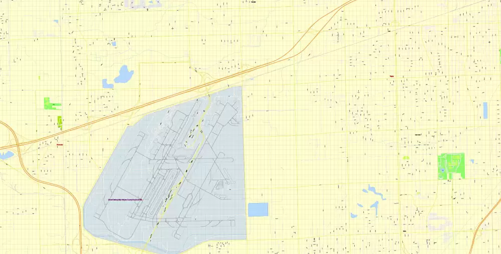 Detroit PDF Map Michigan US Editable exact vector City Plan Adobe PDF Street Map