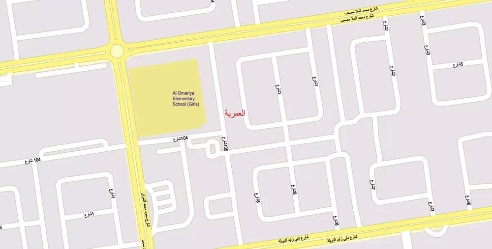 Printable Map Kuwait, exact vector street City Plan 100 meters scale, 1:4096 full editable, Adobe Illustrator scalable, curves format arabian street names, 69 Mb ZIP..