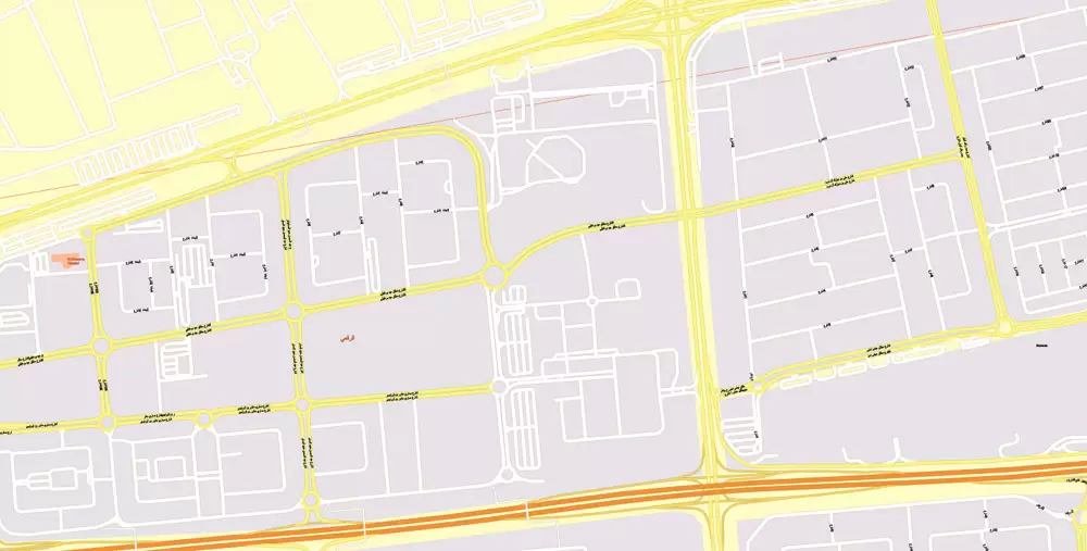 Printable Map Kuwait, exact vector street City Plan 100 meters scale, 1:4096 full editable, Adobe Illustrator scalable, curves format arabian street names, 69 Mb ZIP..