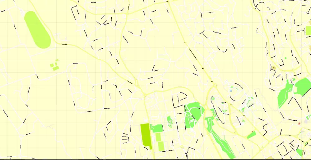Map Lisbon (Lisboa) Metropolitan Area, Portugal, Printable Vector exact detailed City Plan, scale 1:3664, editable Layered Adobe Illustrator