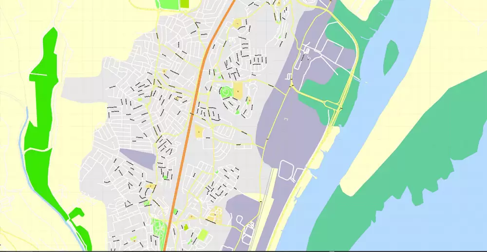 Map Lisbon (Lisboa) Metropolitan Area, Portugal, Printable Vector exact detailed City Plan, scale 1:3664, editable Layered Adobe Illustrator