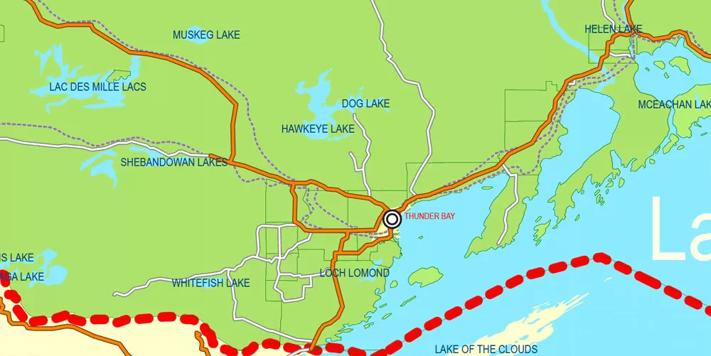 Printable Admin Road Map Canada Extra Detailed, Miller Projection, - Provinces, Counties, Admin Districts, Roads, Water, Cities, Airports full editable, Adobe Illustrator, scalable, editable text format names, 154 Mb ZIP