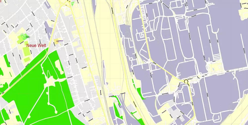 Printable Vector Map Linz, Austria, exact detailed City Plan, 100 meters scale map 1:3125, editable Layered Adobe Illustrator, 21 Mb ZIP