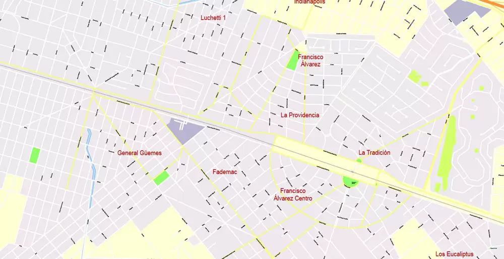Printable Vector Map Buenos Aires Metropolitan Area, exact detailed City Plan, 100 meters scale map 1:3862, editable Layered Adobe Illustrator, 36 Mb ZIP