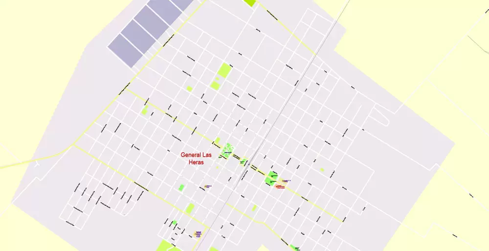 Buenos Aires Argentina Vector Map, exact detailed City Plan, scale map 1:3862, Editable Printable Vector Layered CorelDraw Street Map