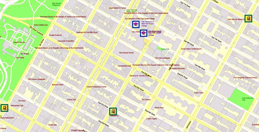 Printable Map New York City, US, exact detailed City Plan scale 100 meters 1:3556 ALL Buildings, full editable Vector, AutoCAD DXF, scalable, 67 mb ZIP