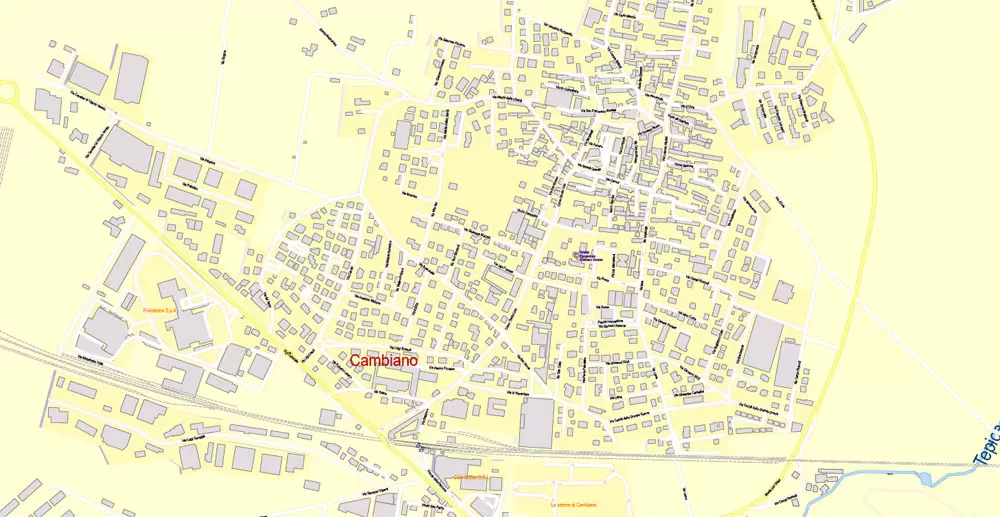 Printable Vector Map Turin / Torino Metro Area, Italy, exact detailed City Plan all Buildings, 100 meters scale map 1:3318, editable Layered Adobe Illustrator, 26 Mb ZIP