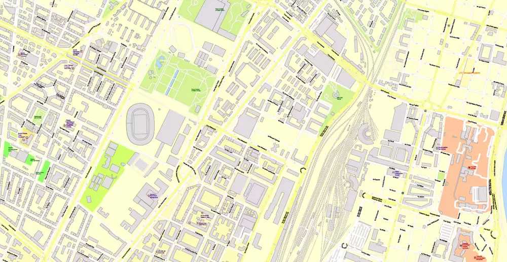 Printable Vector Map Turin / Torino Metro Area, Italy, exact detailed City Plan all Buildings, 100 meters scale map 1:3318, editable Layered Adobe Illustrator, 26 Mb ZIP