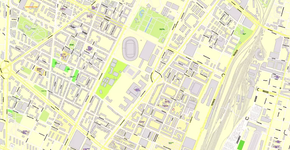 Printable Vector Map Turin / Torino Metro Area, Italy, exact detailed City Plan all Buildings, 100 meters scale map 1:3318, editable Layered Adobe Illustrator, 26 Mb ZIP