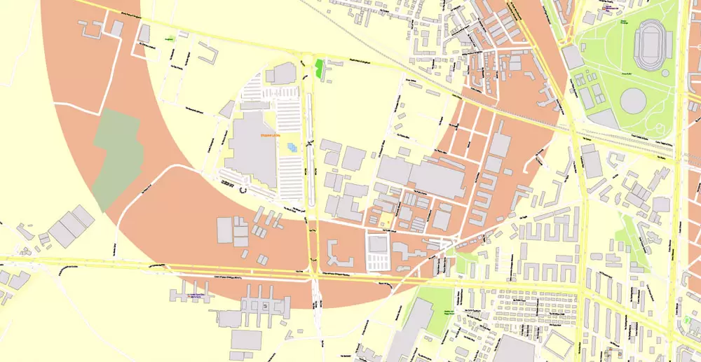 Printable Vector Map Turin / Torino Metro Area, Italy, exact detailed City Plan all Buildings, 100 meters scale map 1:3318, editable Layered Adobe Illustrator, 26 Mb ZIP