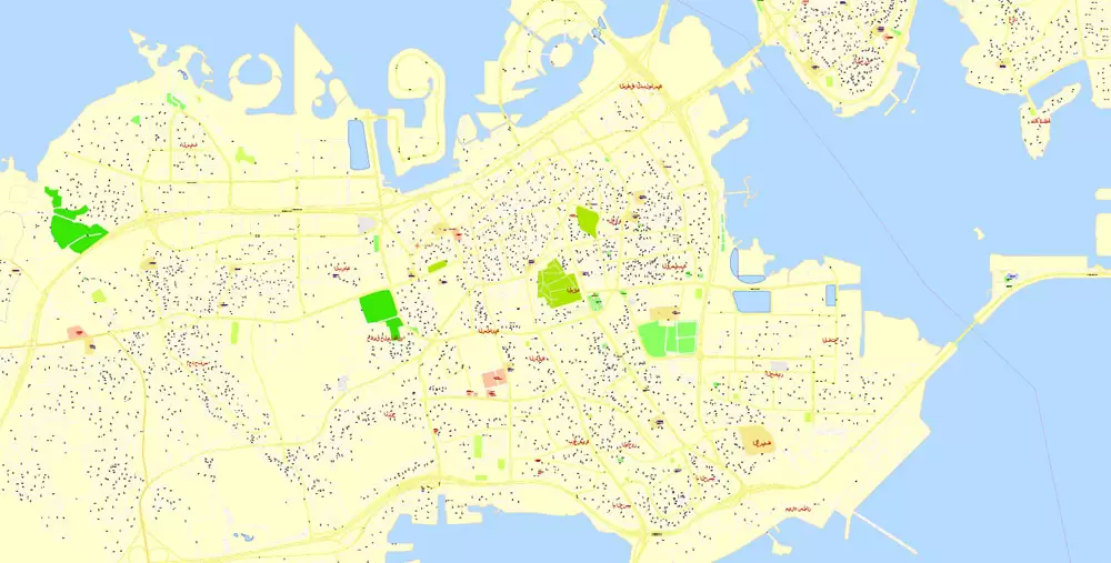 City Map Bahrain Vector Urban Plan Adobe Illustrator Editable Street Map