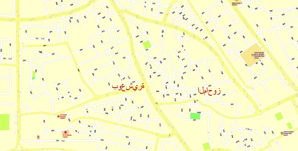 City Map Bahrain Vector Urban Plan Adobe Illustrator Editable Street Map