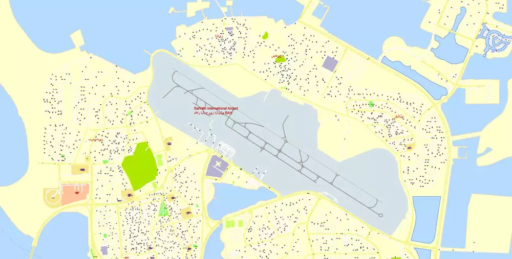 City Map Bahrain Vector Urban Plan Adobe Illustrator Editable Street Map