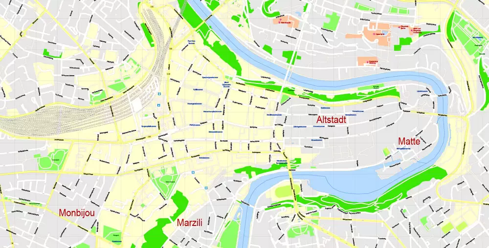 City Map Bern Vector Urban Plan Adobe Illustrator Editable Street Map