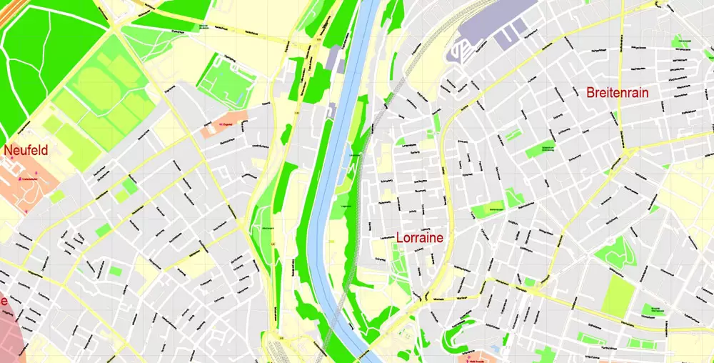 City Map Bern Vector Urban Plan Adobe Illustrator Editable Street Map
