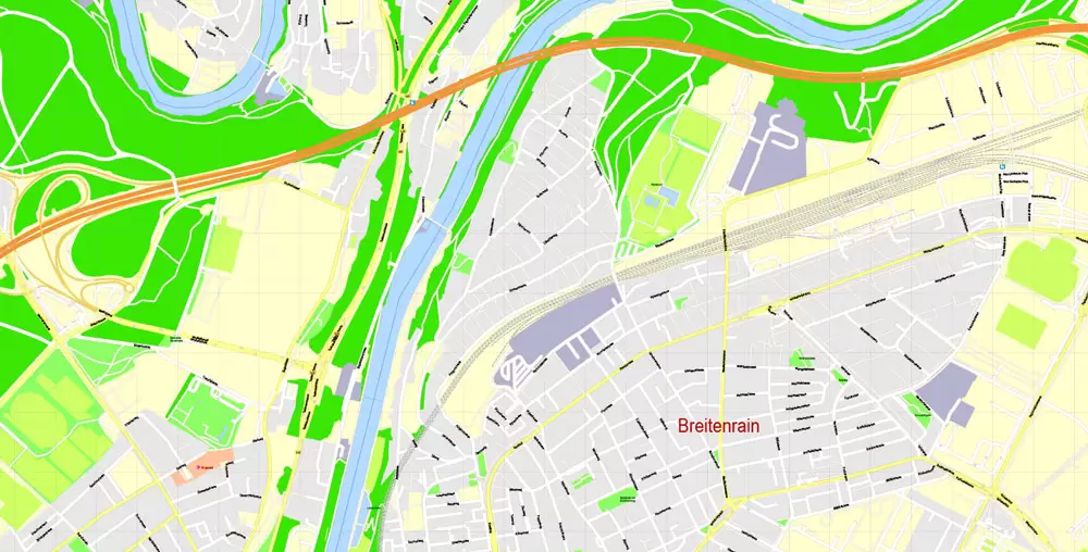 City Map Bern Vector Urban Plan Adobe Illustrator Editable Street Map