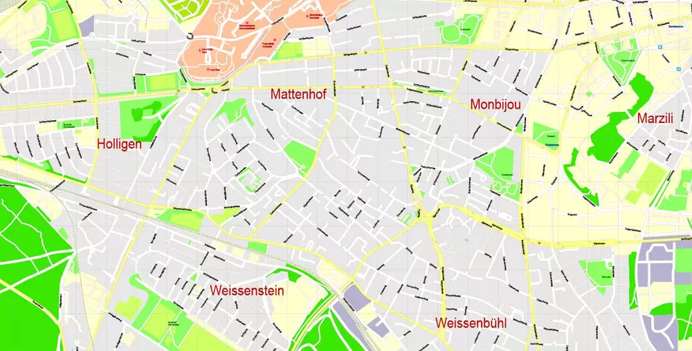 City Map Bern Vector Urban Plan Adobe Illustrator Editable Street Map