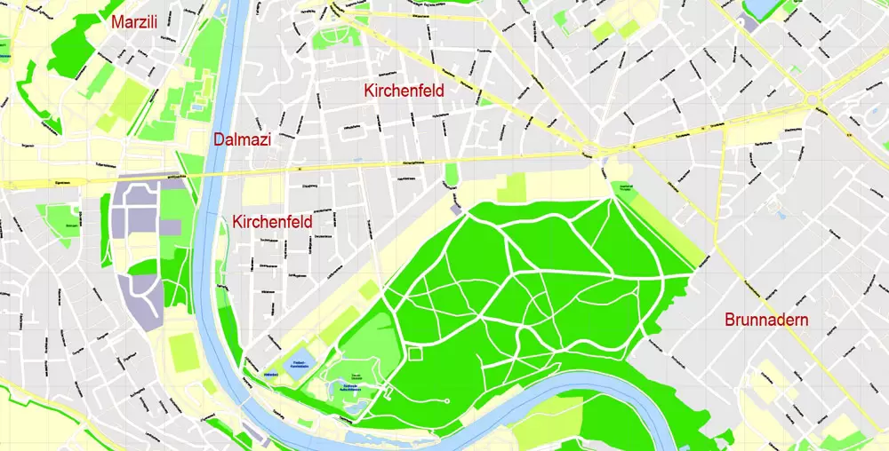 City Map Bern Vector Urban Plan Adobe Illustrator Editable Street Map
