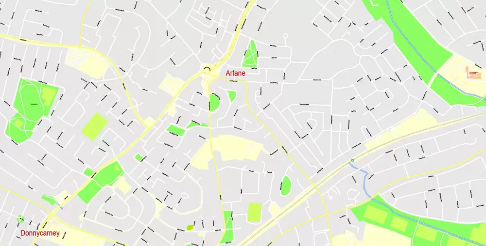 City Map Dublin Vector Urban Plan Adobe Illustrator Editable Street Map