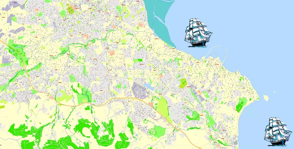 City Map Dublin Vector Urban Plan Adobe Illustrator Editable Street Map