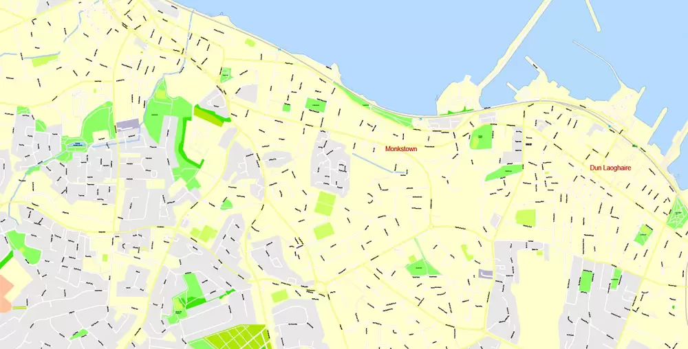 City Map Dublin Vector Urban Plan Adobe Illustrator Editable Street Map