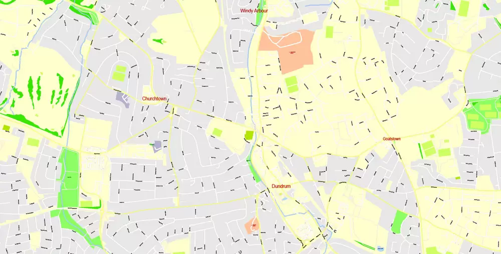 City Map Dublin Vector Urban Plan Adobe Illustrator Editable Street Map