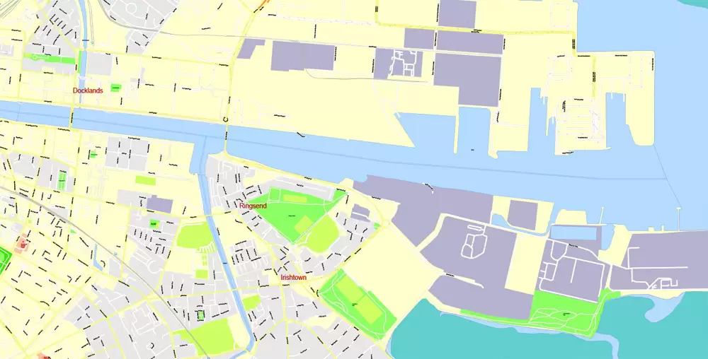 City Map Dublin Vector Urban Plan Adobe Illustrator Editable Street Map