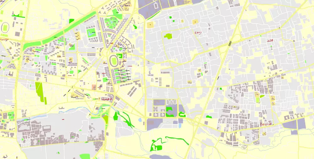 City Map Damascus Vector Urban Plan Adobe Illustrator Editable Street Map