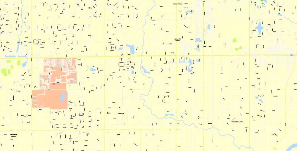 Indianapolis Map US, exact vector City Plan scale 1:3608 full editable CorelDraw Street Map