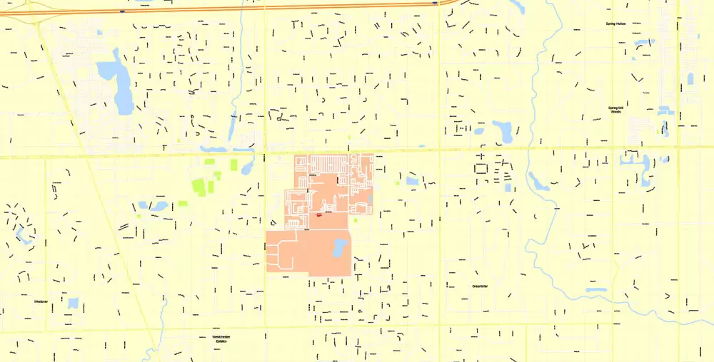 Indianapolis Map US, exact vector City Plan scale 1:3608 full editable CorelDraw Street Map