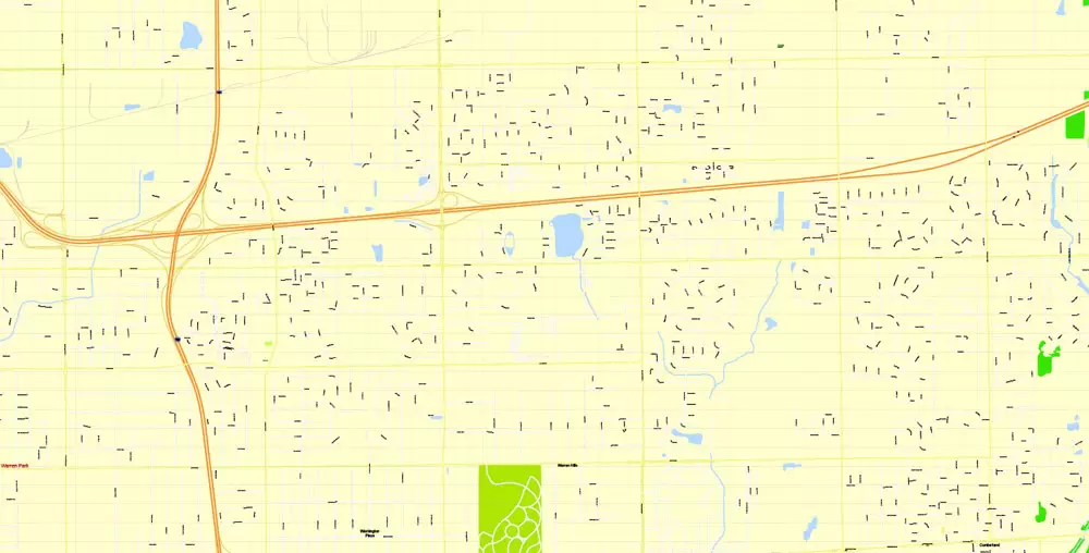 Indianapolis Map US, exact vector City Plan scale 1:3608 full editable CorelDraw Street Map