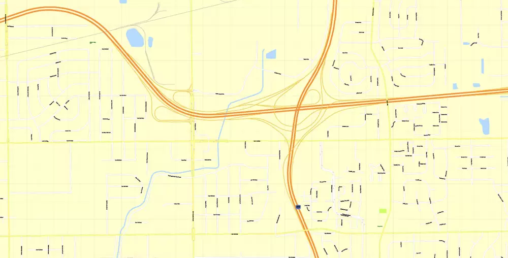 Indianapolis Map US, exact vector City Plan scale 1:3608 full editable CorelDraw Street Map