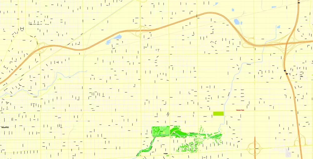 Indianapolis Map US, exact vector City Plan scale 1:3608 full editable CorelDraw Street Map