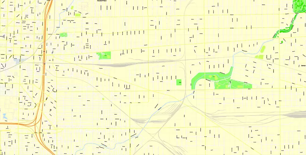 Indianapolis Map US, exact vector City Plan scale 1:3608 full editable CorelDraw Street Map