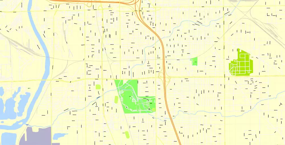 Indianapolis Map US, exact vector City Plan scale 1:3608 full editable CorelDraw Street Map