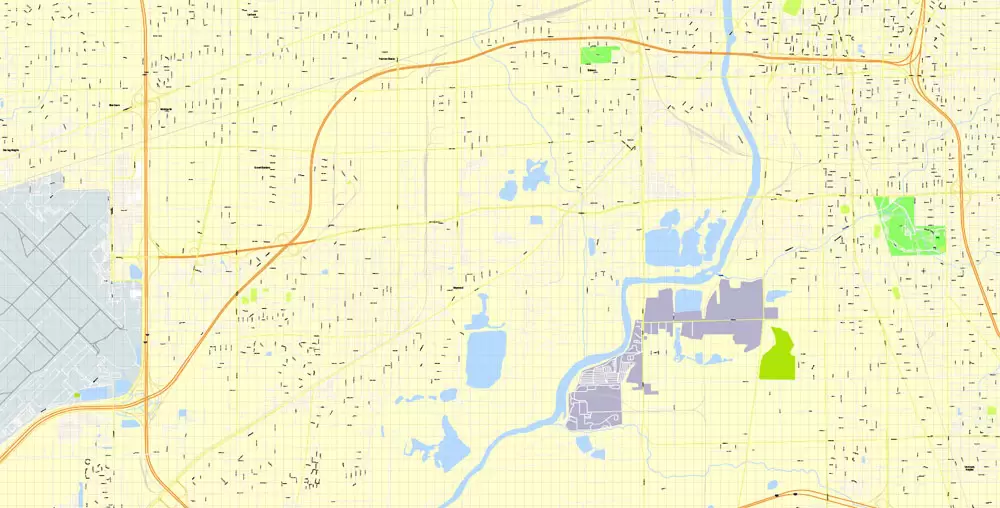 Indianapolis Map US, exact vector City Plan scale 1:3608 full editable CorelDraw Street Map