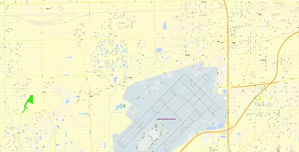 Indianapolis Map US, exact vector City Plan scale 1:3608 full editable CorelDraw Street Map
