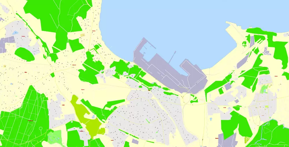 Tallinn PDF Map Metro Area Estonia Printable Vector, exact detailed City Plan scale 1:2387, editable Layered Adobe PDF Street Map
